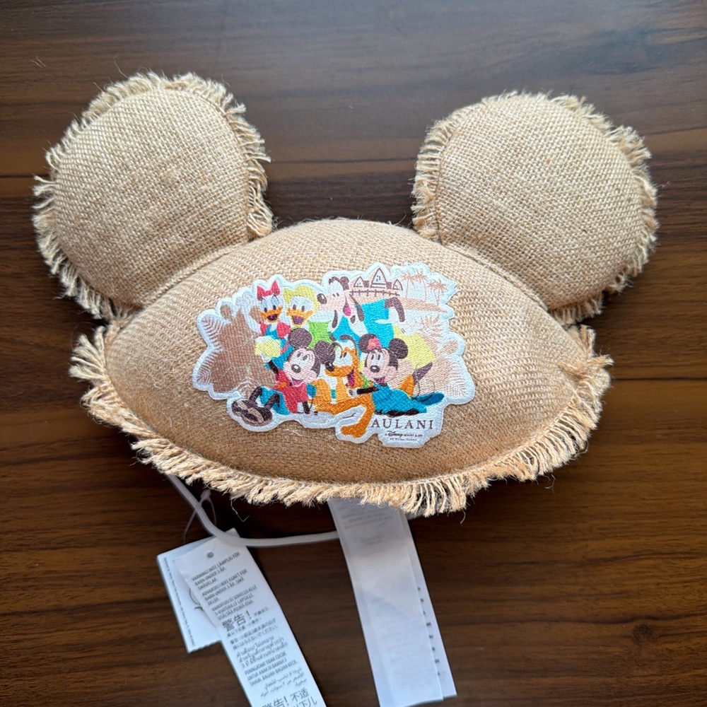 Disney Aulani Ear Hat Burlap Mickey Hawaii Resort NWT